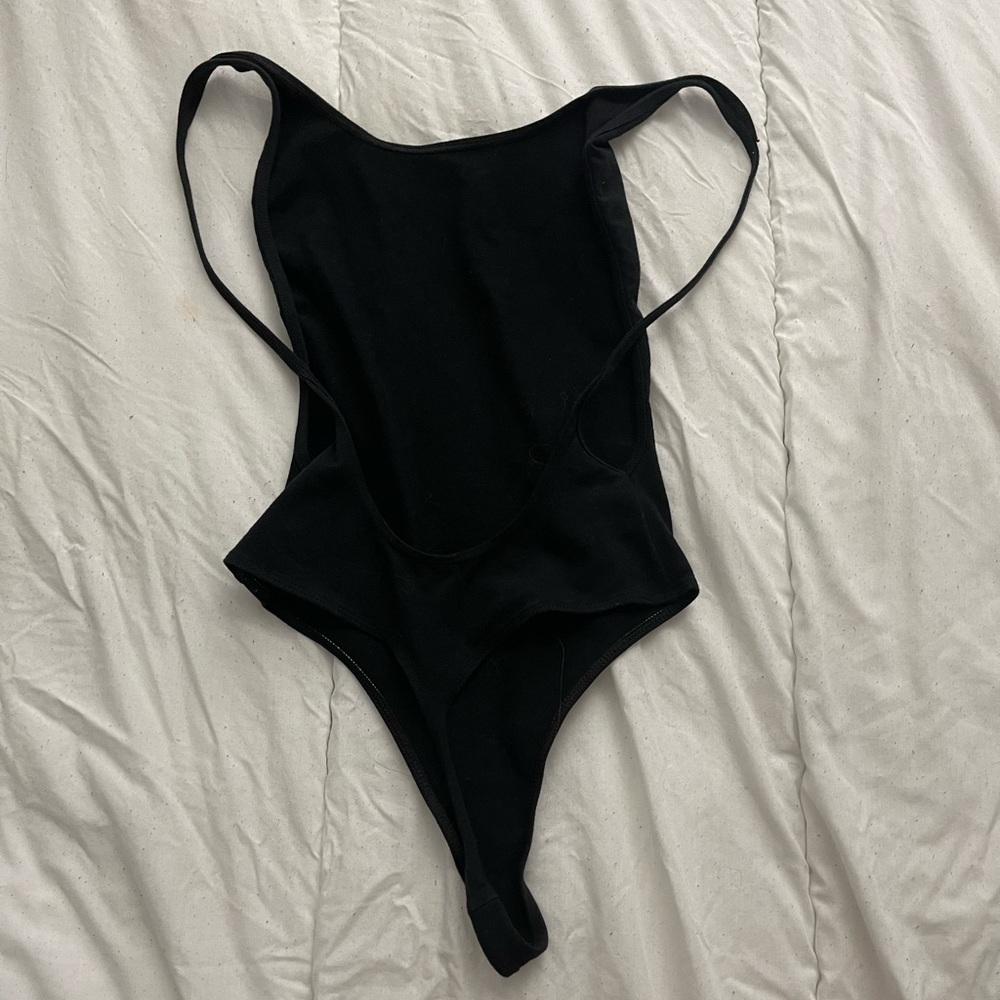 American Apparel Backless Thong Bodysuit Black Medium
